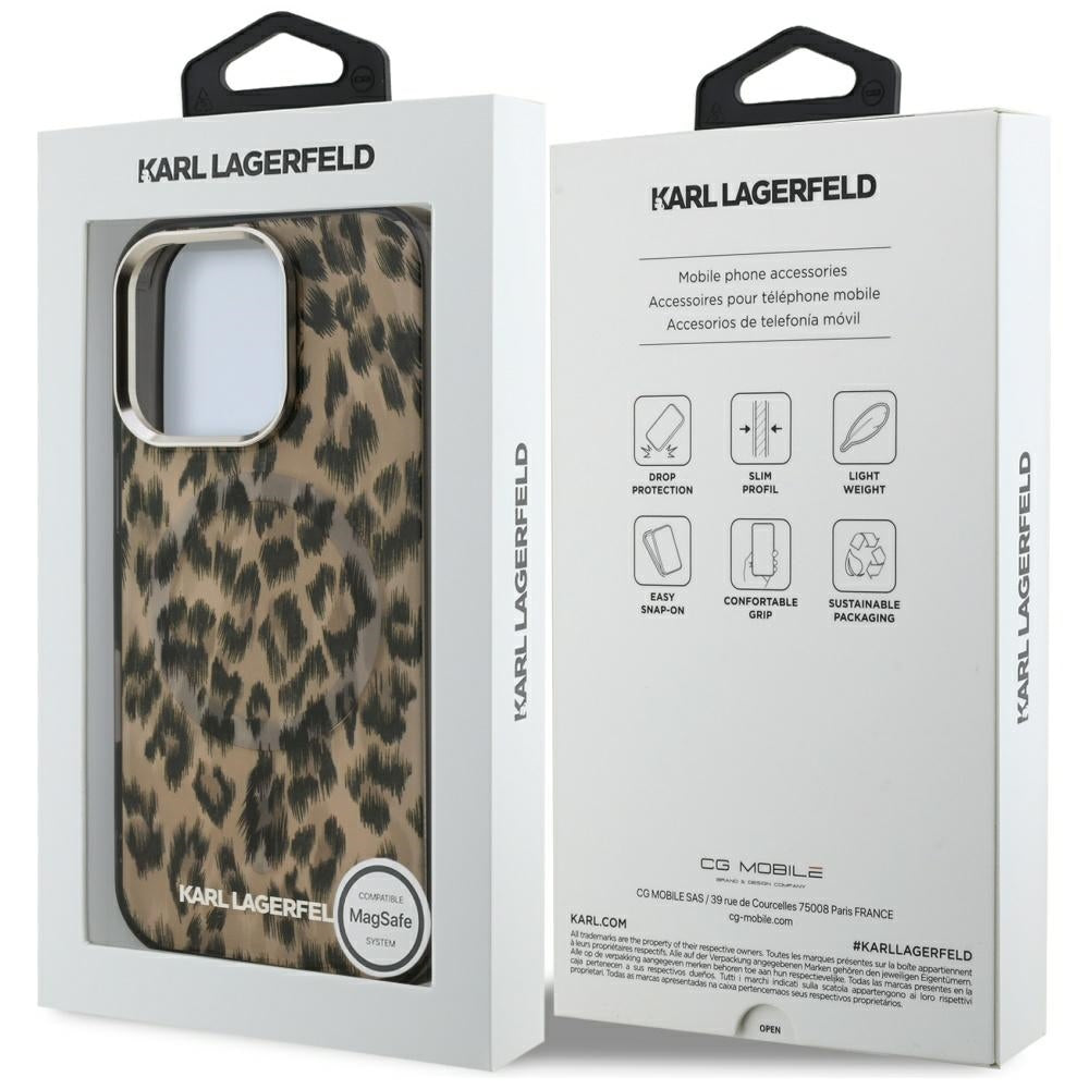 MagSafe-deksel for Apple iPhone 16 Pro Max, Karl Lagerfeld, IML Leopard-mønster, Brun