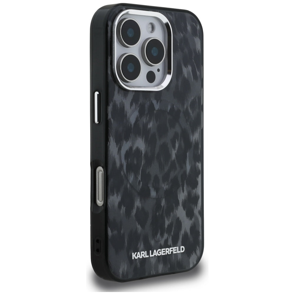 MagSafe-deksel for Apple iPhone 16 Pro Max, Karl Lagerfeld, IML Leopard-mønster, Svart