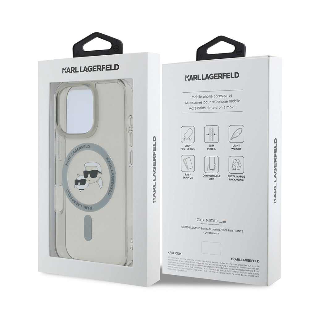 MagSafe-deksel for Apple iPhone 16 Pro Max, Karl Lagerfeld, IML Metal Karl & Choupette's Heads, Svart