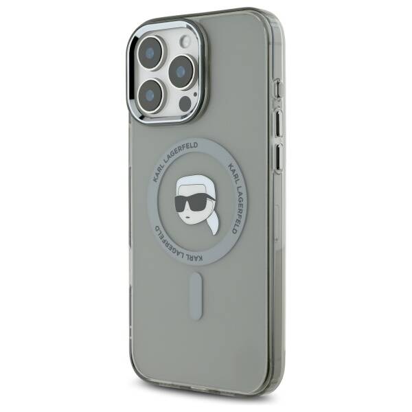 MagSafe-deksel for Apple iPhone 16 Pro Max, Karl Lagerfeld, IML Metal Karl's Head, Svart
