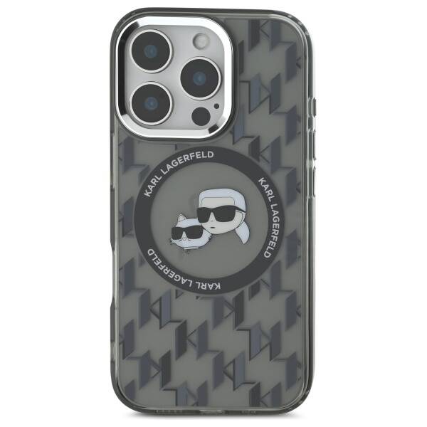 MagSafe-deksel for Apple iPhone 16 Pro Max, Karl Lagerfeld, IML Monogram Karl & Choupette's Heads, Svart