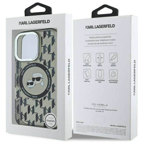 MagSafe-deksel for Apple iPhone 16 Pro Max, Karl Lagerfeld, IML Monogram Karl & Choupette's Heads, Svart