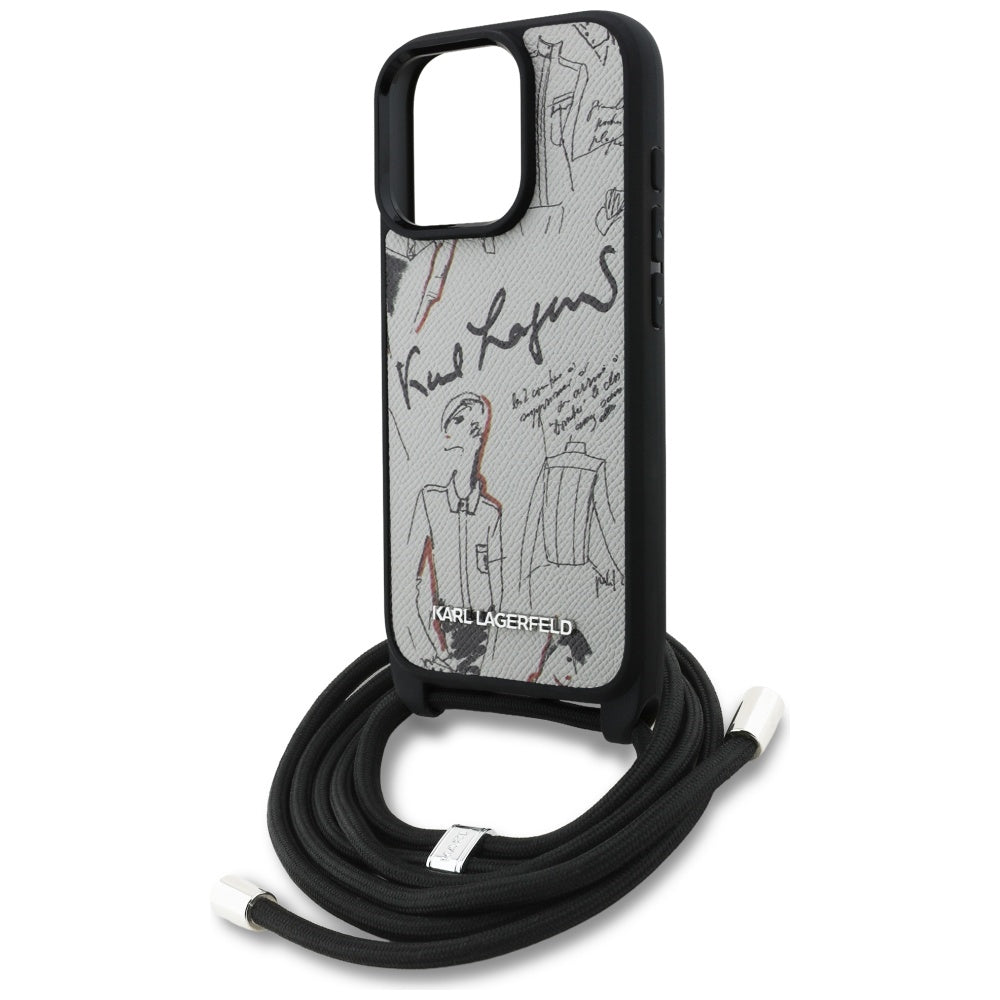 MagSafe-deksel for Apple iPhone 16 Pro Max, Karl Lagerfeld, Saffiano Crossbody, Grå