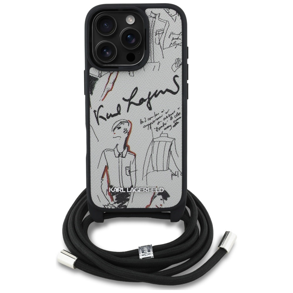MagSafe-deksel for Apple iPhone 16 Pro Max, Karl Lagerfeld, Saffiano Crossbody, Grå