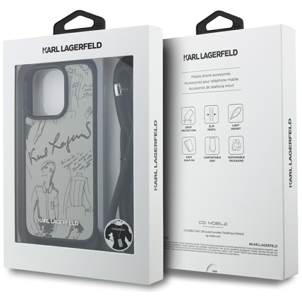 MagSafe-deksel for Apple iPhone 16 Pro Max, Karl Lagerfeld, Saffiano Crossbody, Grå
