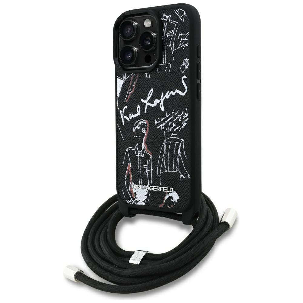 MagSafe deksel for Apple iPhone 16 Pro Max, Karl Lagerfeld, Saffiano Crossbody, Svart
