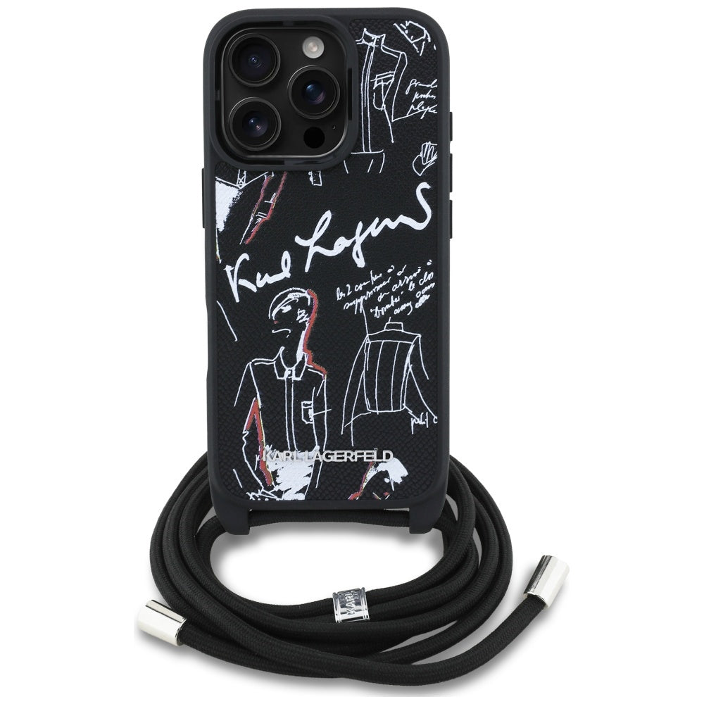 MagSafe deksel for Apple iPhone 16 Pro Max, Karl Lagerfeld, Saffiano Crossbody, Svart