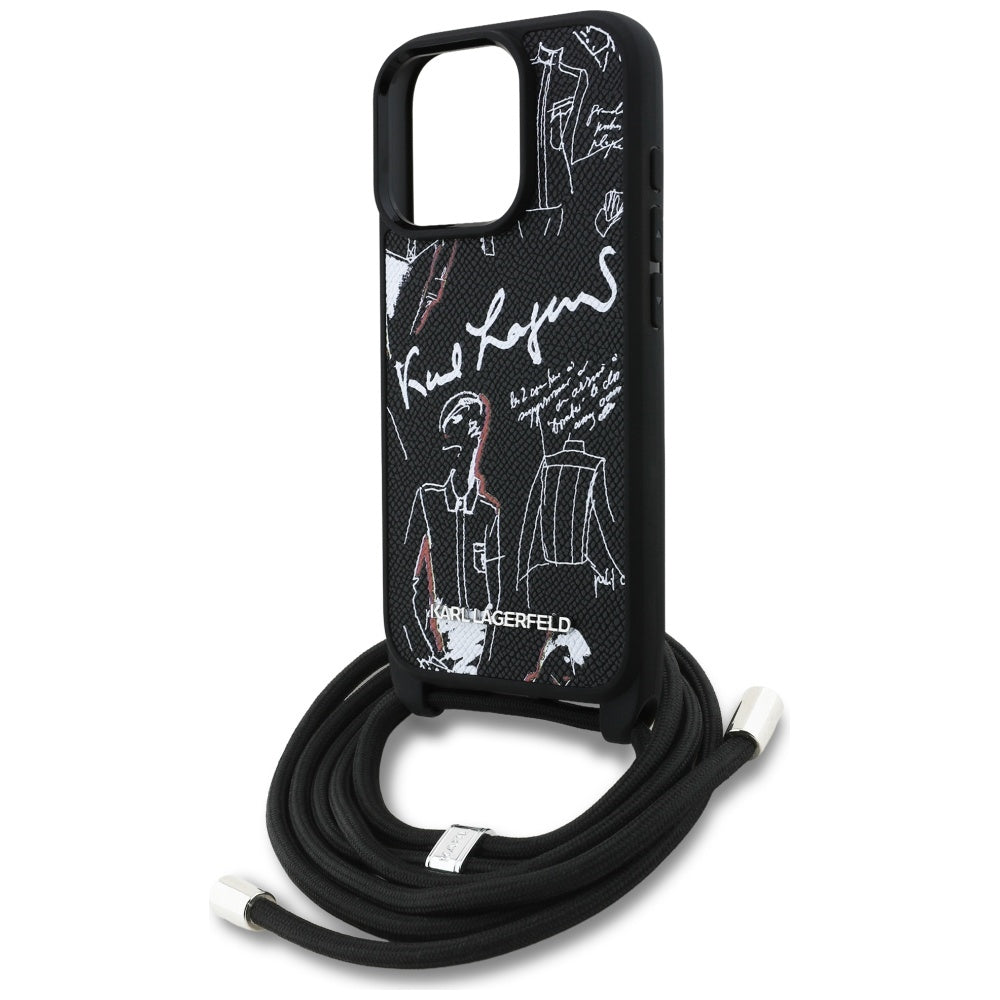 MagSafe deksel for Apple iPhone 16 Pro Max, Karl Lagerfeld, Saffiano Crossbody, Svart