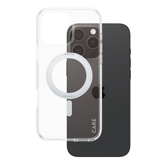 MagSafe-deksel for Apple iPhone 16 Pro Max, PanzerGlass, Care Feature Kickstand, Sølv Transparent