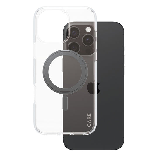 MagSafe-deksel for Apple iPhone 16 Pro Max, PanzerGlass, Care Feature Kickstand, Svart Transparent