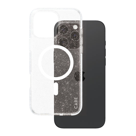 MagSafe-deksel for Apple iPhone 16 Pro Max, PanzerGlass, Care Urban Combat Star Lit, Transparent Hvit