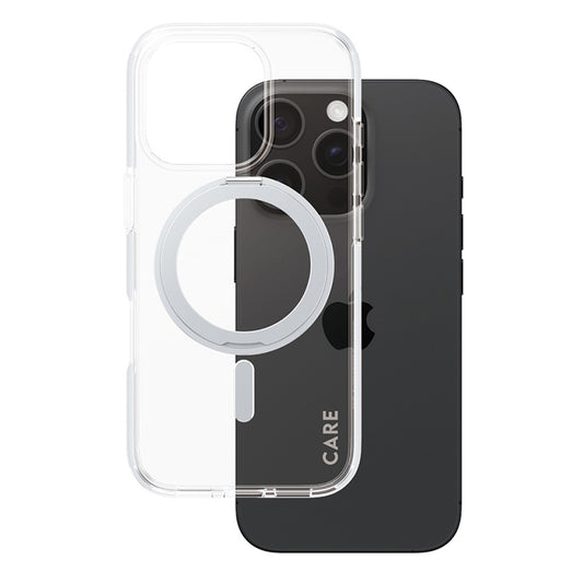 MagSafe-deksel for Apple iPhone 16 Pro, PanzerGlass, Care Feature Kickstand, Sølvtransparent