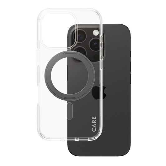 MagSafe-deksel for Apple iPhone 16 Pro, PanzerGlass, Care Feature Kickstand, Svart Transparent