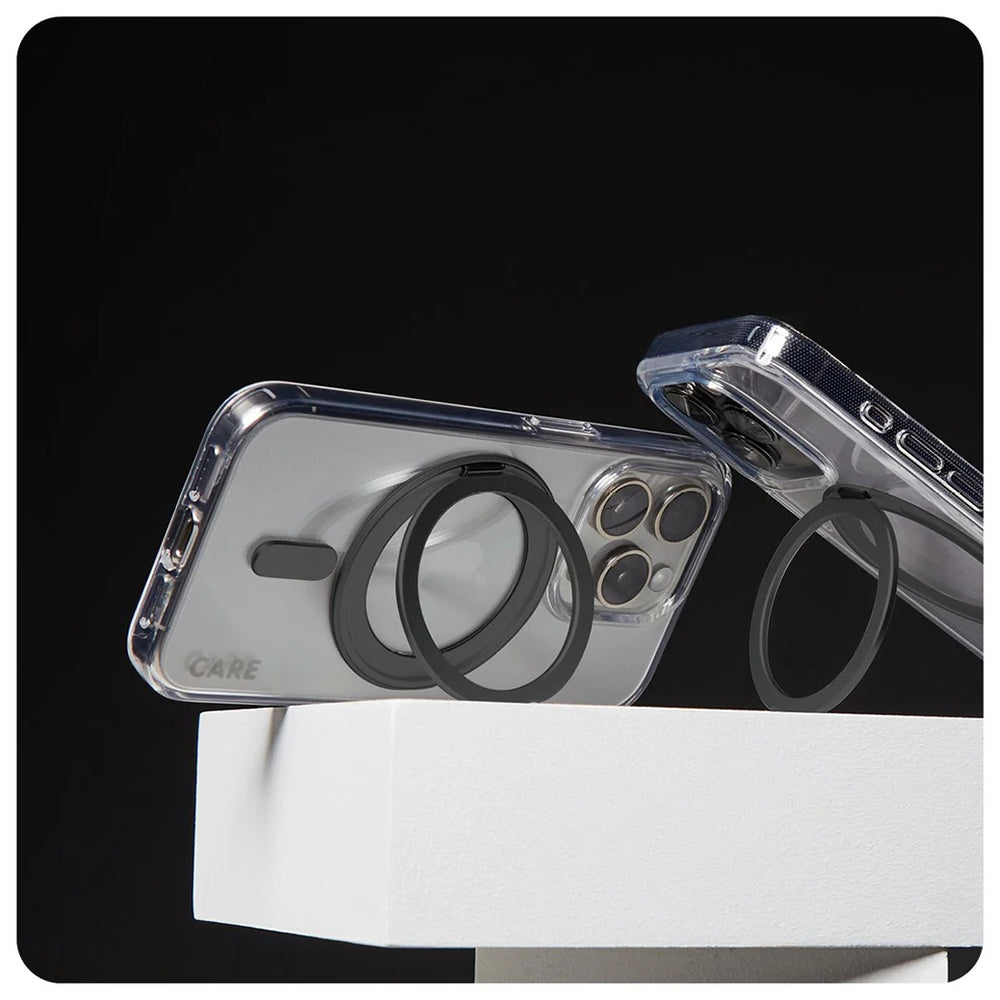 MagSafe-deksel for Apple iPhone 16 Pro, PanzerGlass, Care Feature Kickstand, Svart Transparent
