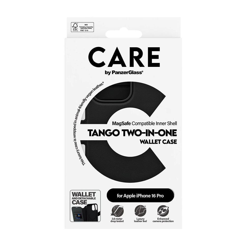 MagSafe-deksel for Apple iPhone 16 Pro, PanzerGlass, Care Feature Tango Two-in-One, Svart