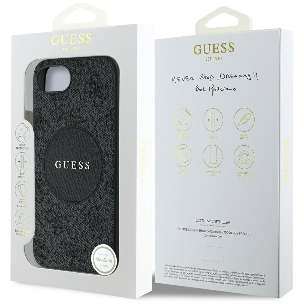 MagSafe deksel for Apple iPhone 17e / 16e, Guess, 4G Circle Classic Logo, Svart