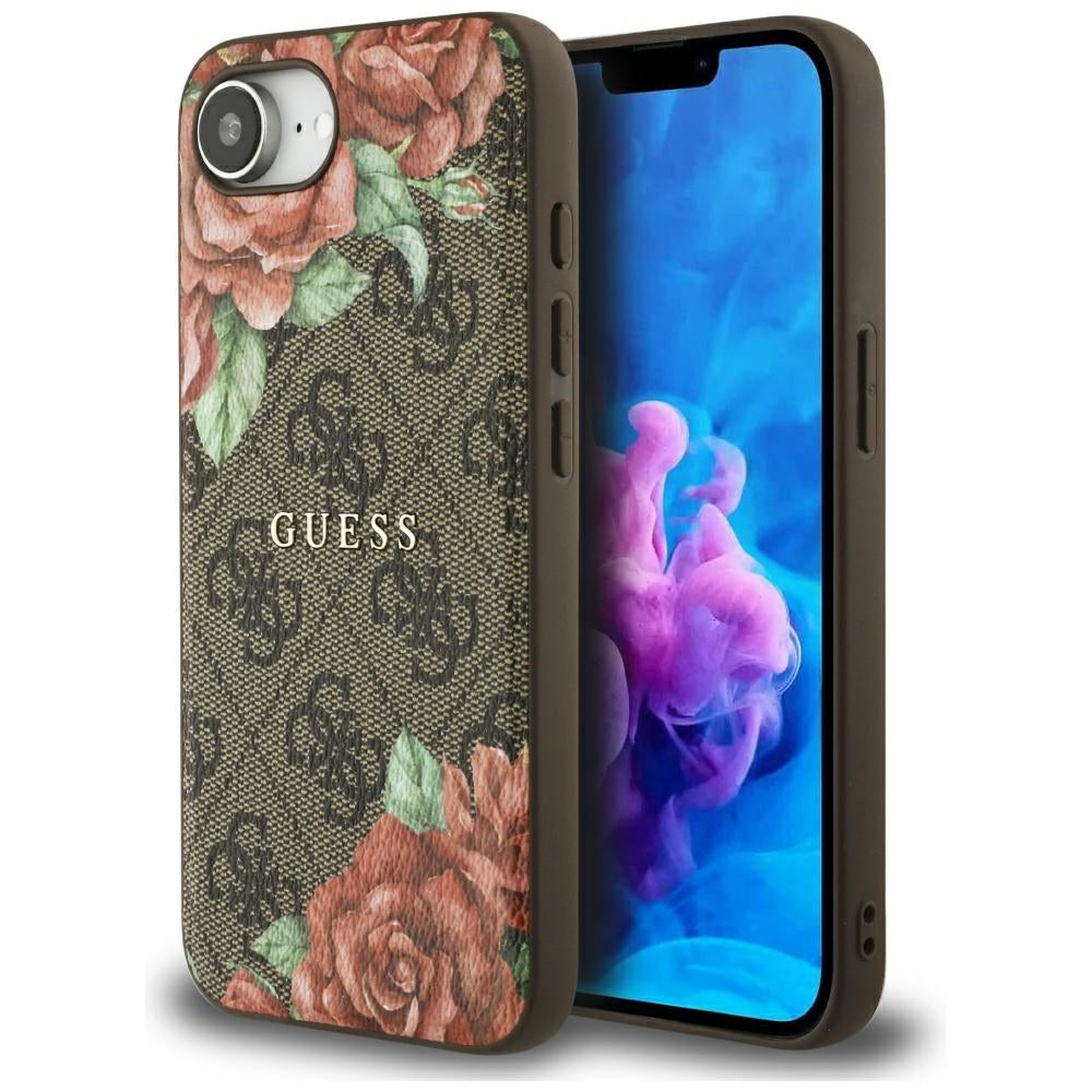 MagSafe-deksel for Apple iPhone 17e / 16e, Guess, 4G Flowers Print, Brun