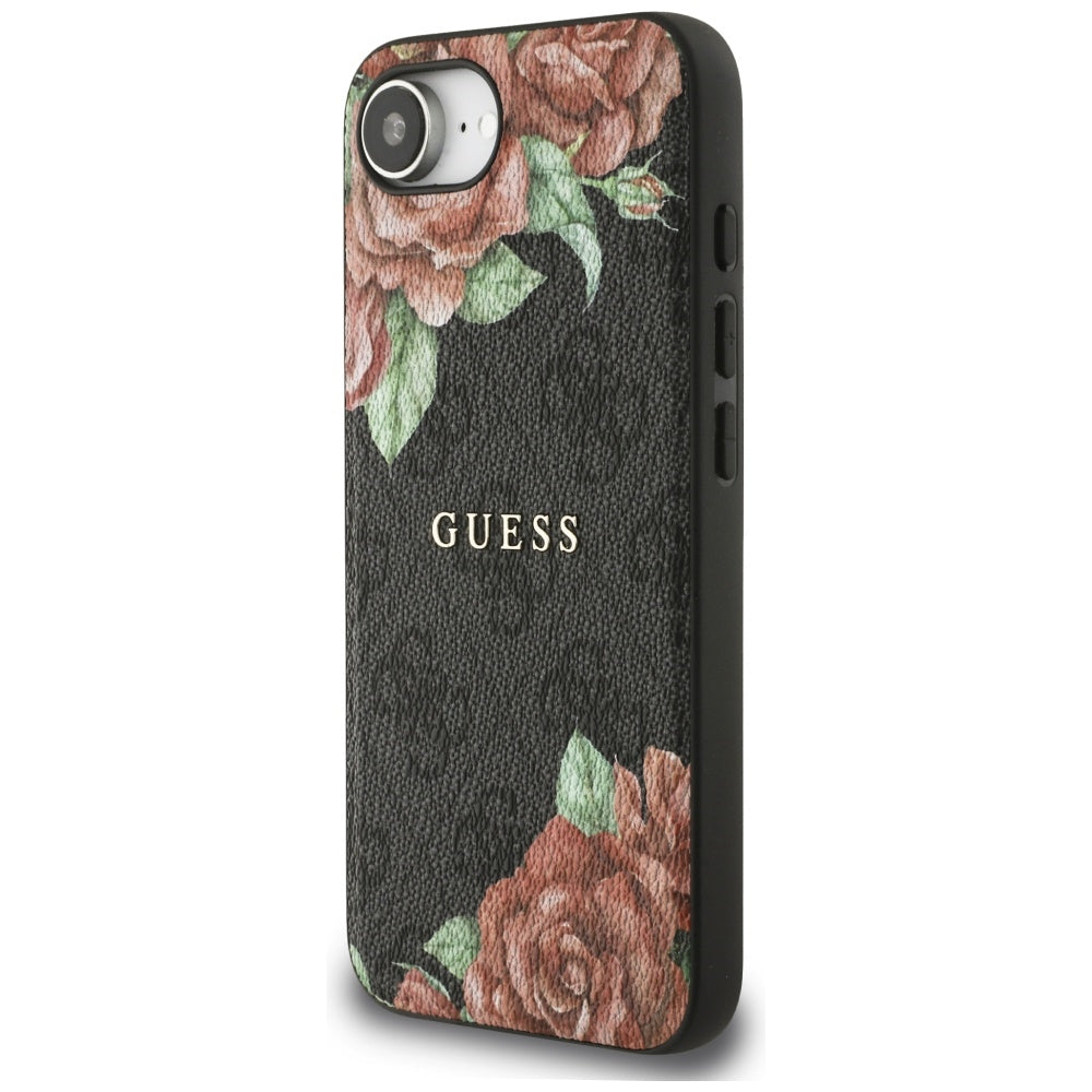 MagSafe deksel for Apple iPhone 17e / 16e, Guess, 4G Flowers Print, Svart