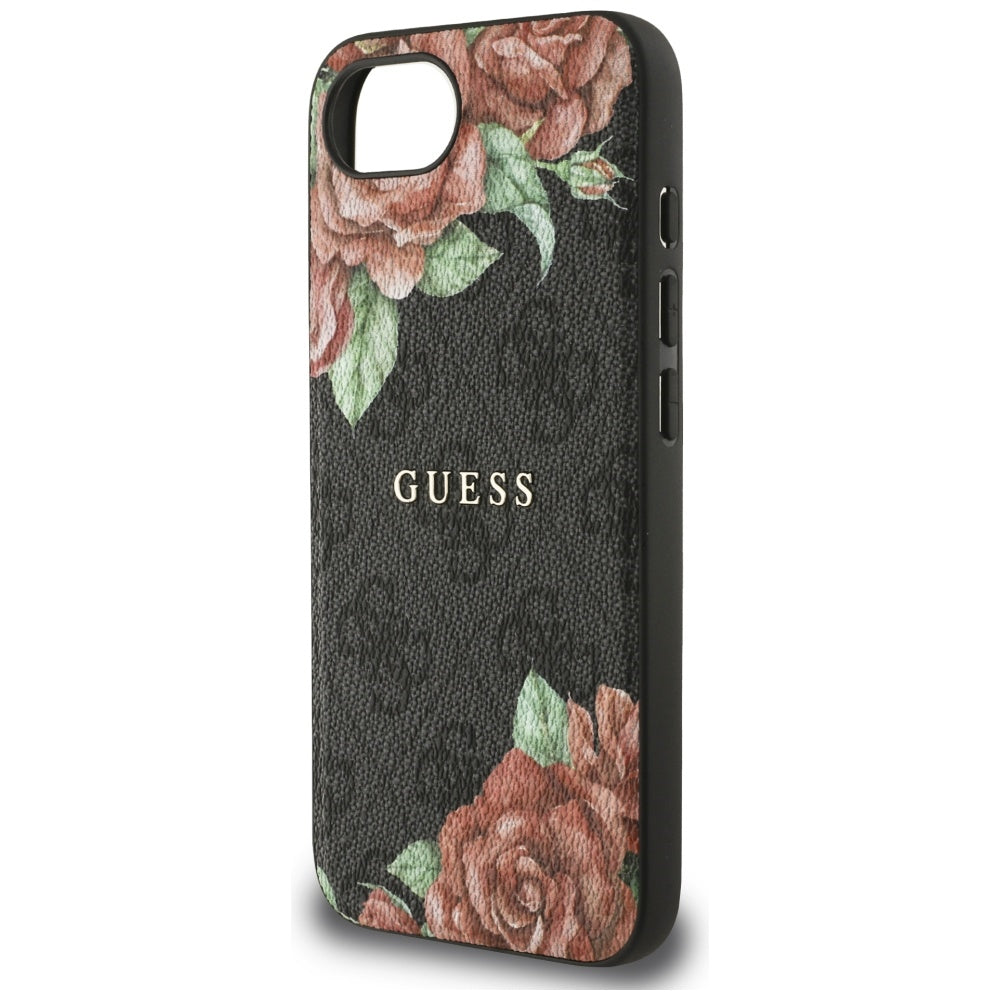 MagSafe deksel for Apple iPhone 17e / 16e, Guess, 4G Flowers Print, Svart