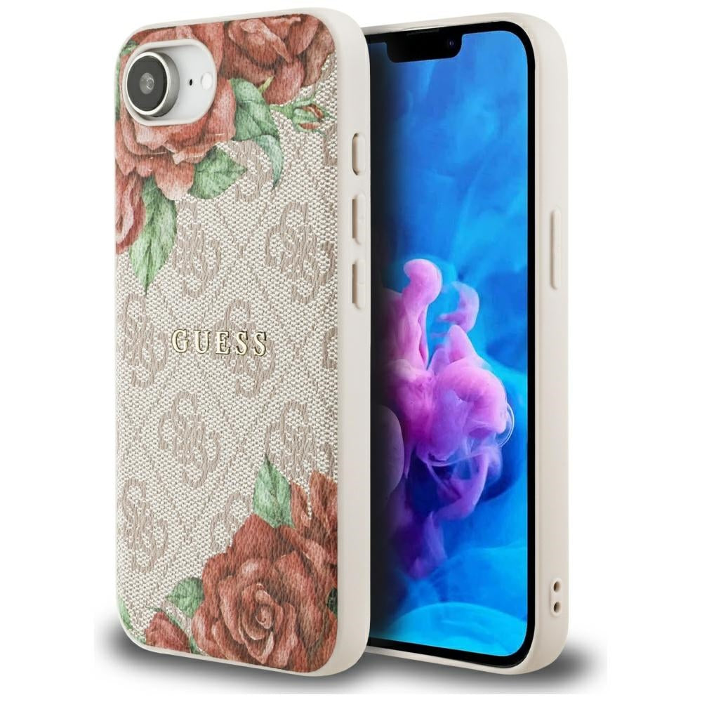 MagSafe-deksel for Apple iPhone 17e / 16e, Guess, 4G Flowers Print, Rosa
