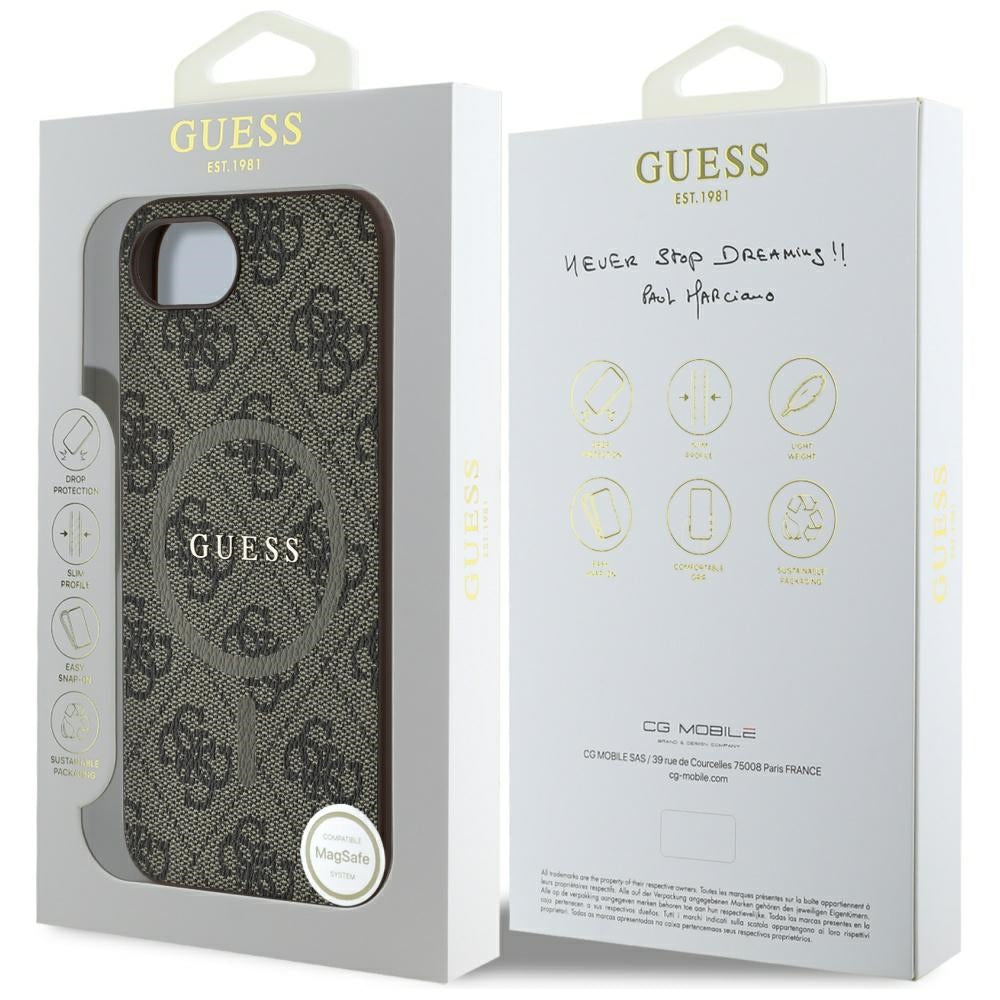MagSafe-deksel for Apple iPhone 17e / 16e, Guess, 4G Ring Classic Logo, Brun