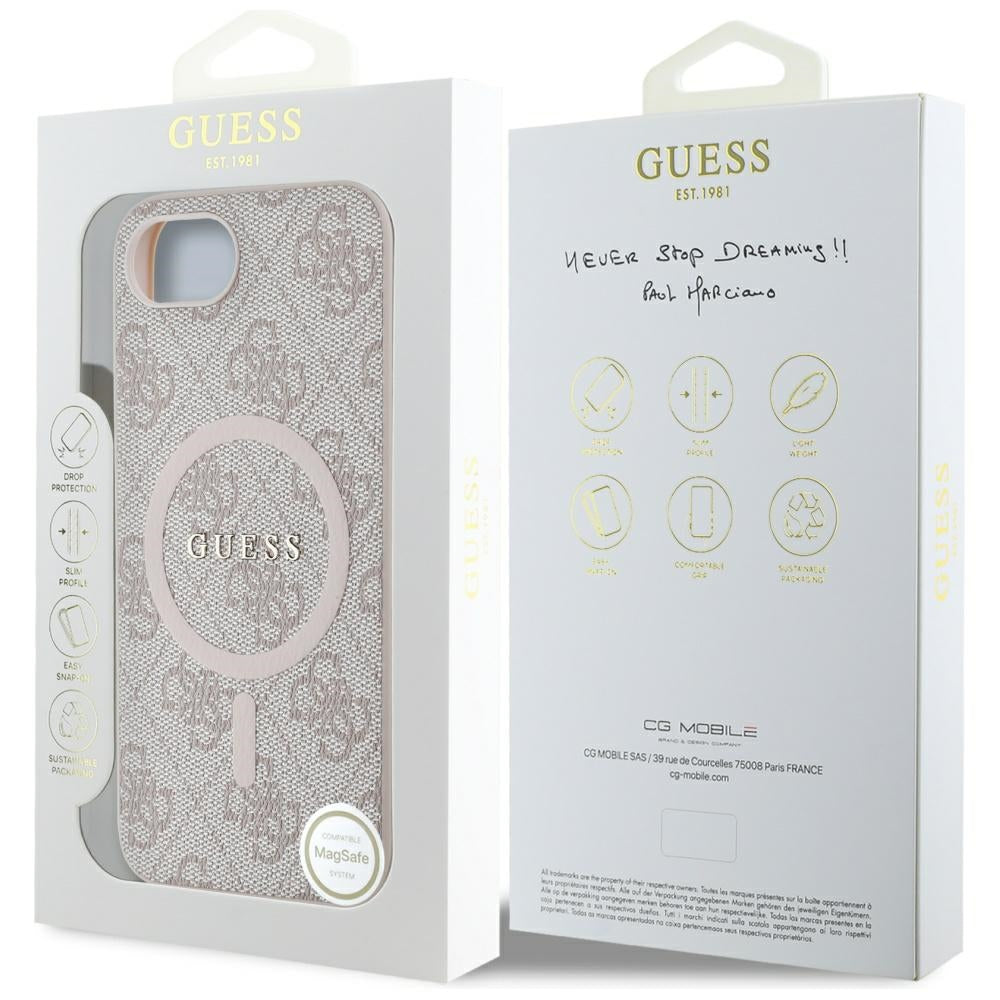 MagSafe deksel for Apple iPhone 17e / 16e, Guess, 4G Ring Classic Logo, Rosa