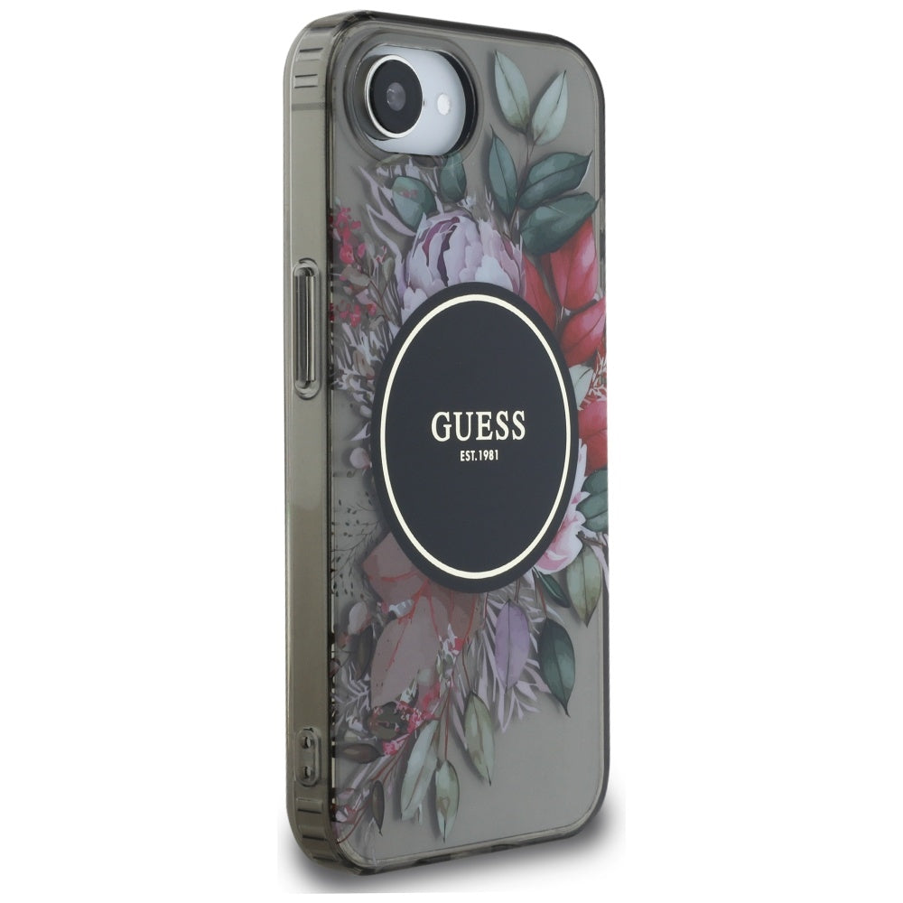 MagSafe-deksel for Apple iPhone 17e / 16e, Guess, IML Flowers, Svart