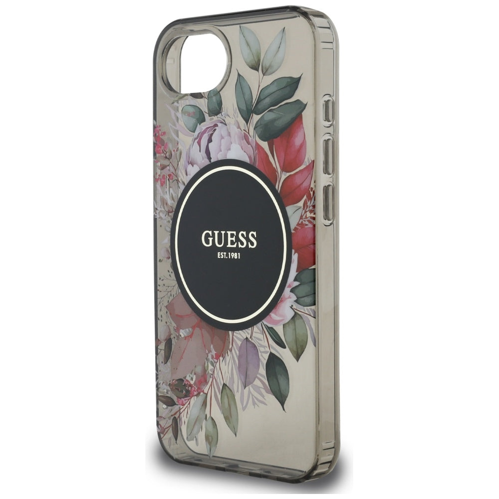 MagSafe-deksel for Apple iPhone 17e / 16e, Guess, IML Flowers, Svart
