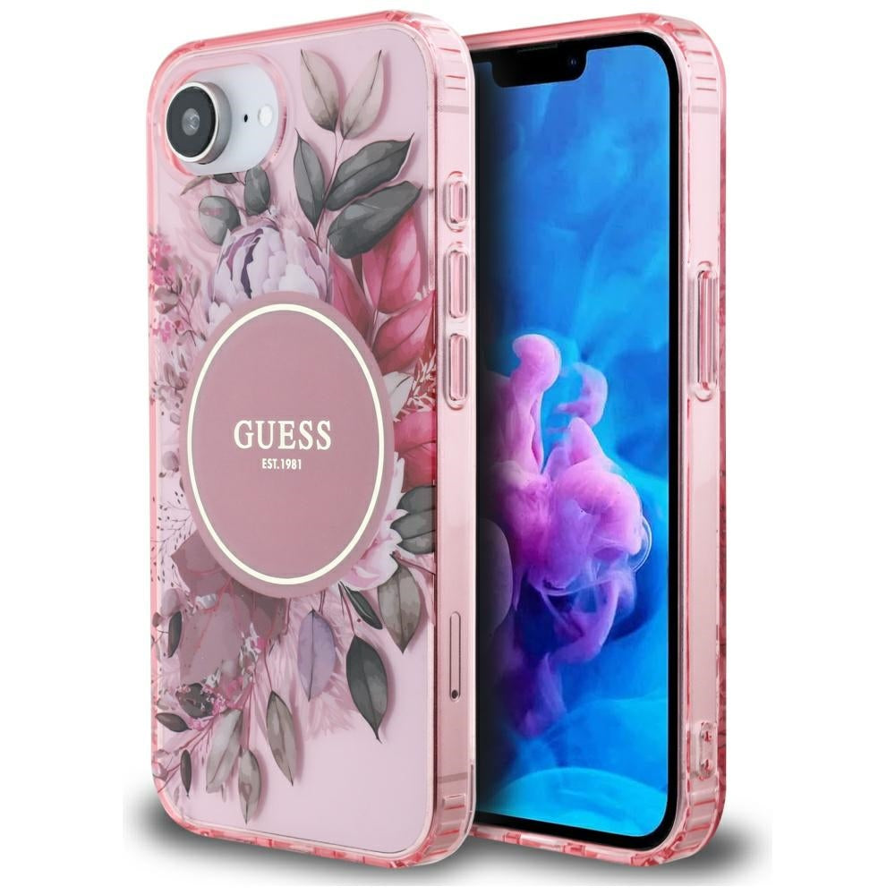 MagSafe-deksel for Apple iPhone 17e / 16e, Guess, IML Flowers, Rosa