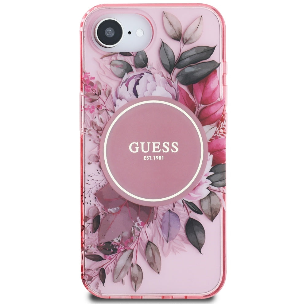 MagSafe-deksel for Apple iPhone 17e / 16e, Guess, IML Flowers, Rosa
