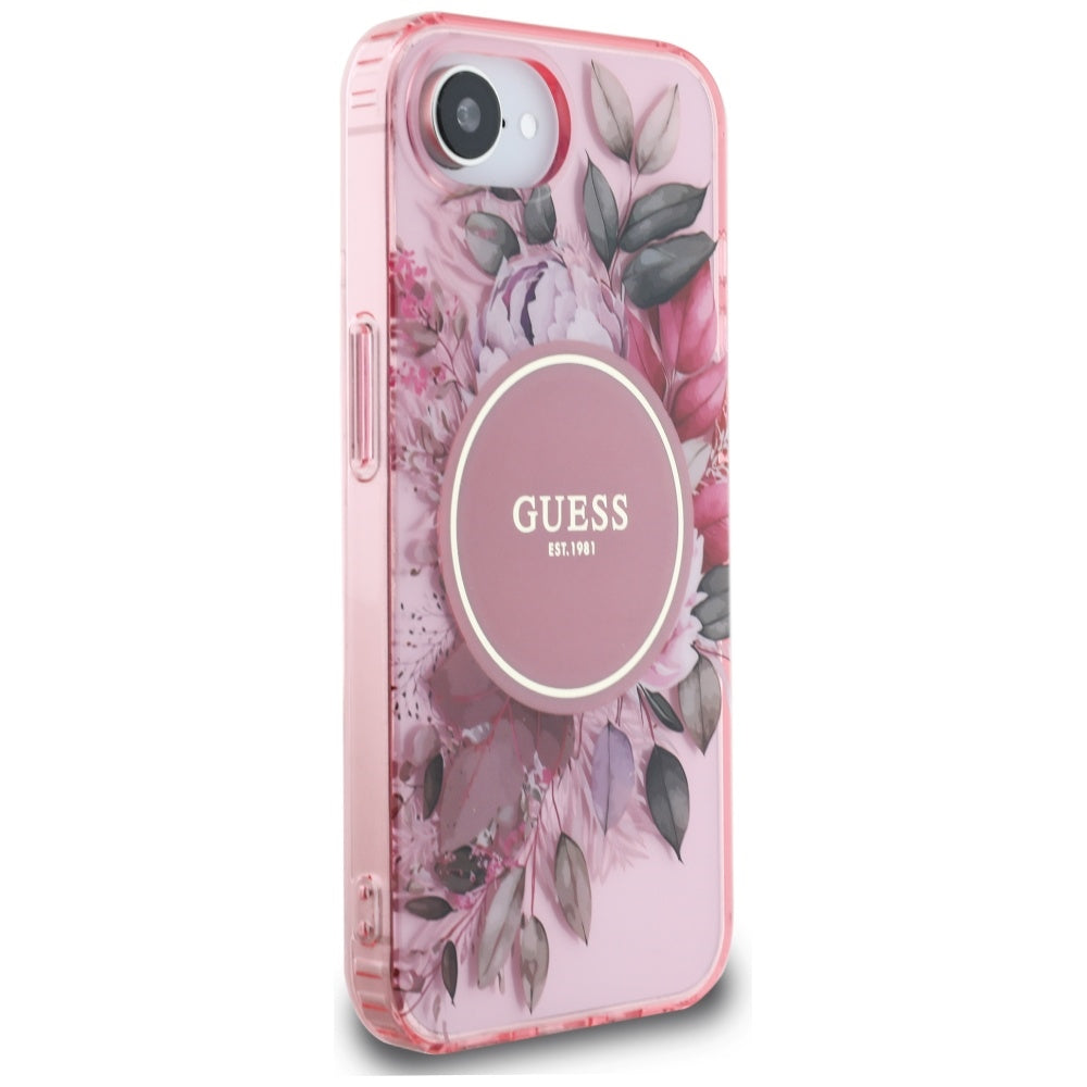 MagSafe-deksel for Apple iPhone 17e / 16e, Guess, IML Flowers, Rosa