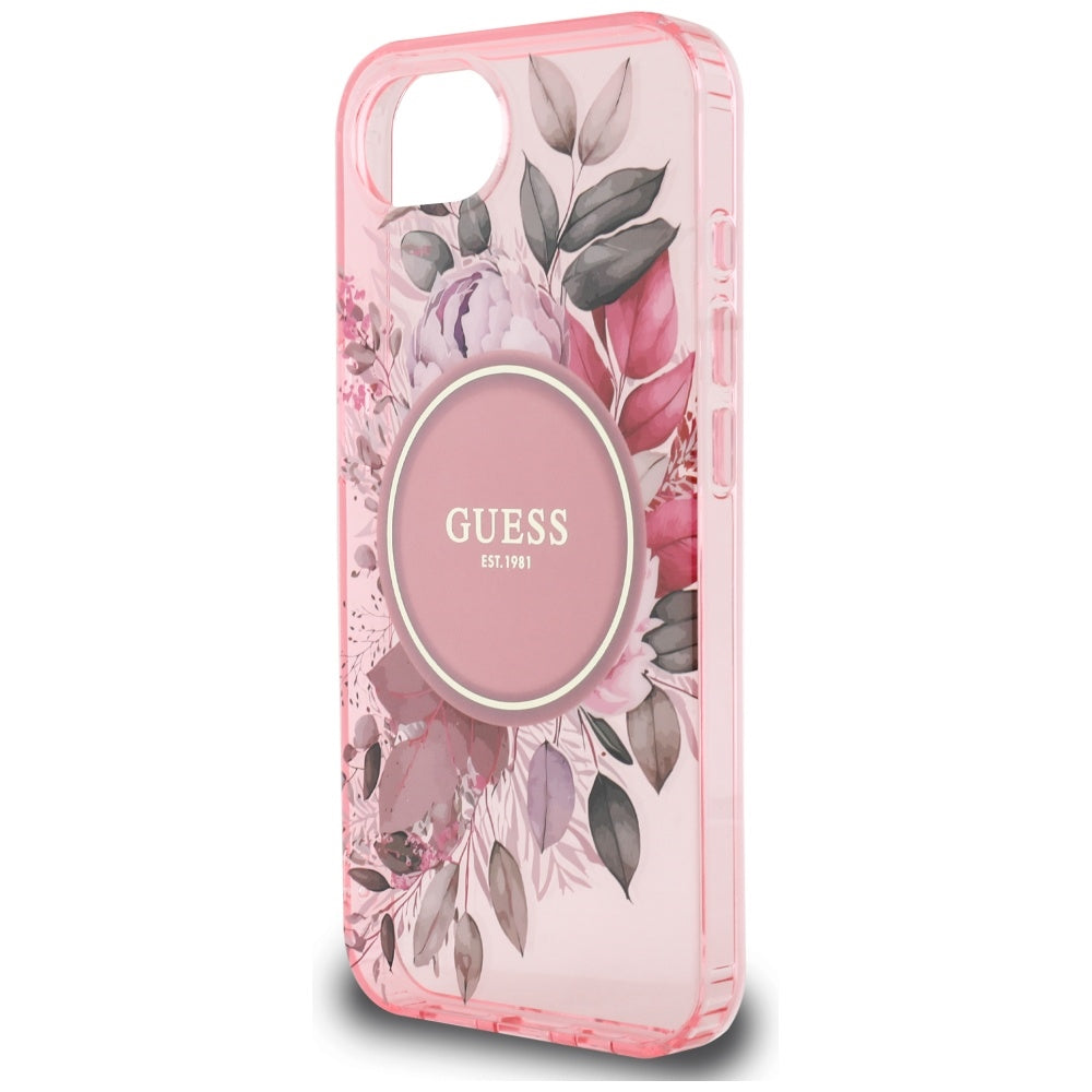 MagSafe-deksel for Apple iPhone 17e / 16e, Guess, IML Flowers, Rosa