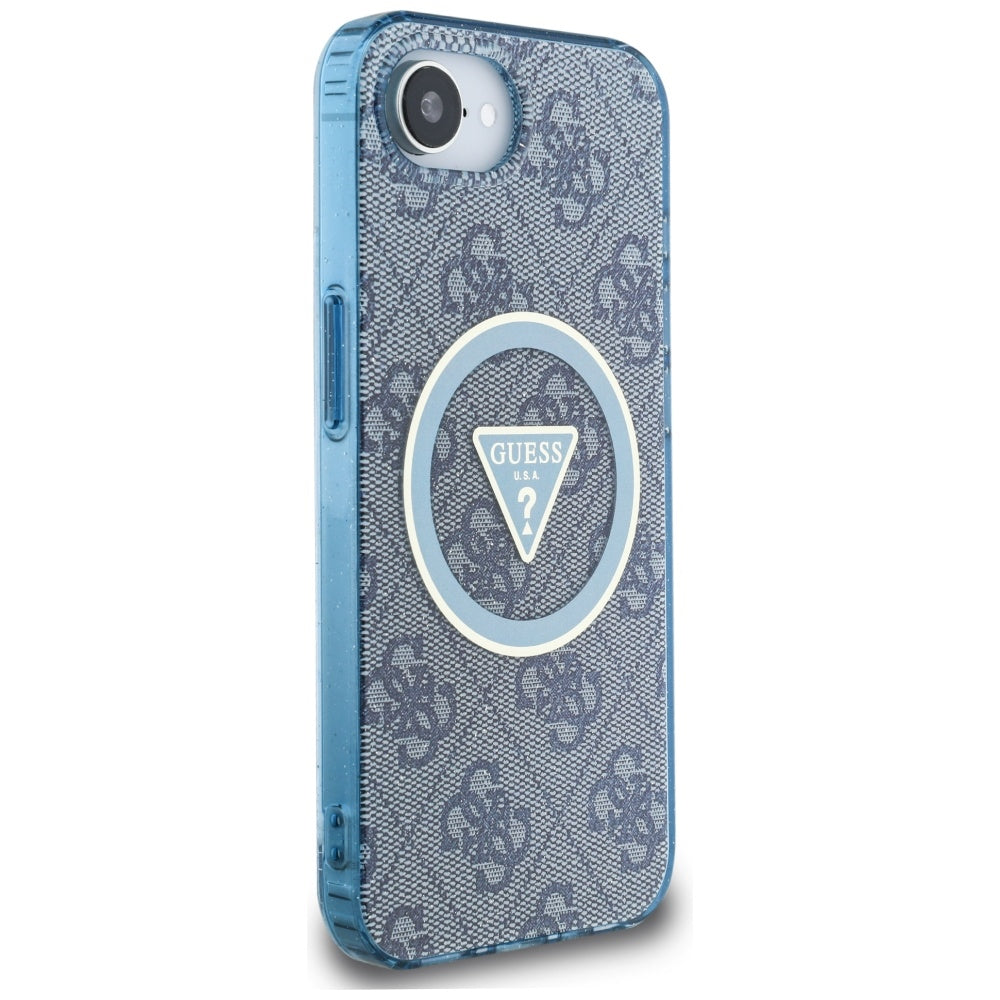 MagSafe-deksel for Apple iPhone 17e / 16e, Guess, IML Glitter 4G Circle Triangle, Blå