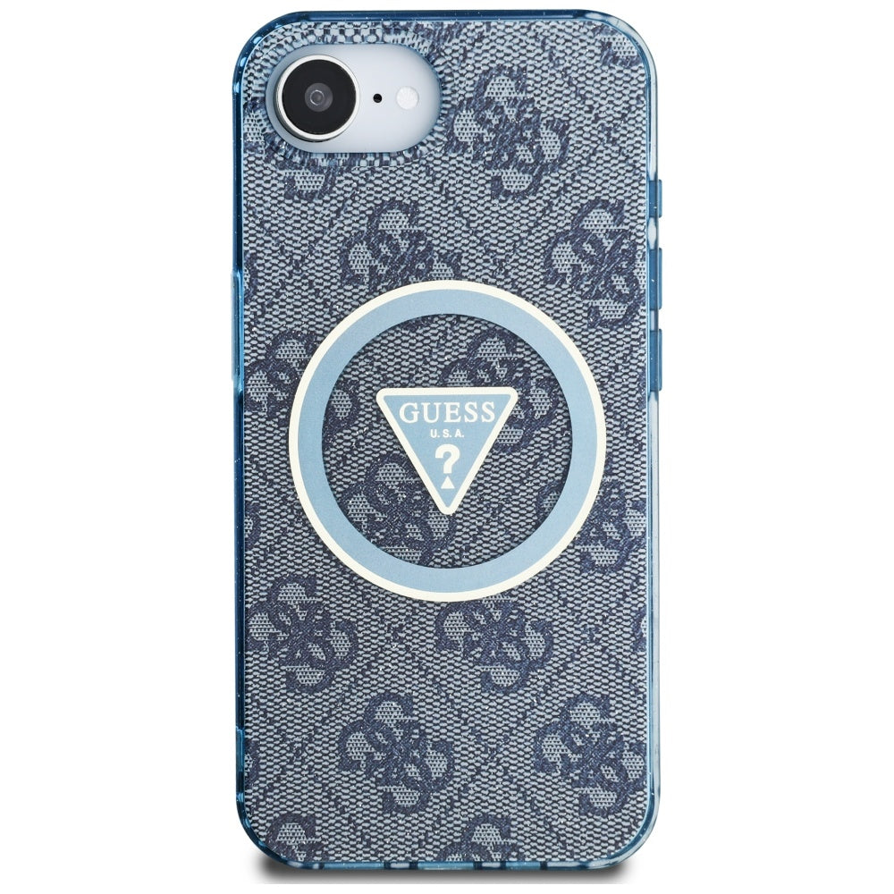 MagSafe-deksel for Apple iPhone 17e / 16e, Guess, IML Glitter 4G Circle Triangle, Blå