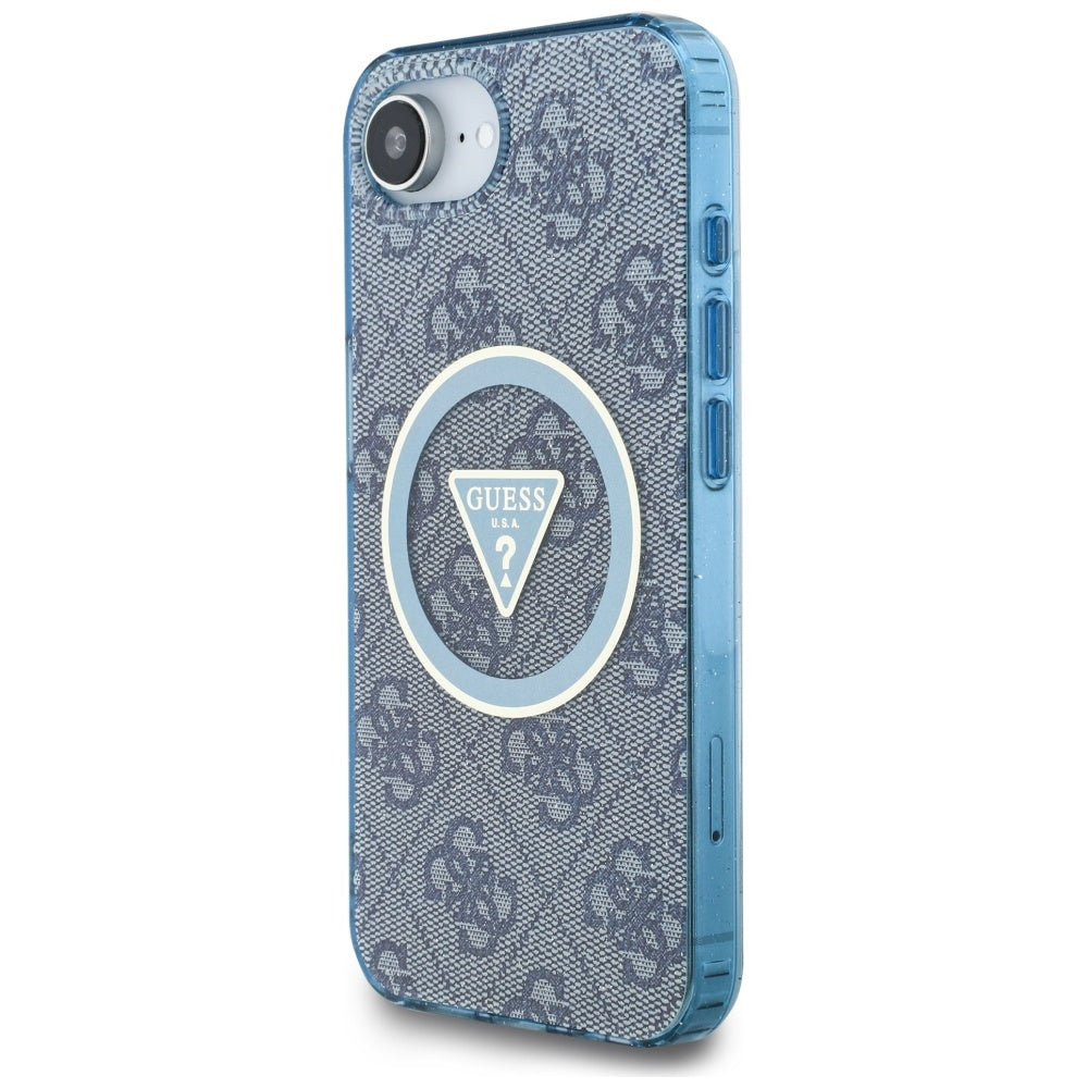MagSafe-deksel for Apple iPhone 17e / 16e, Guess, IML Glitter 4G Circle Triangle, Blå
