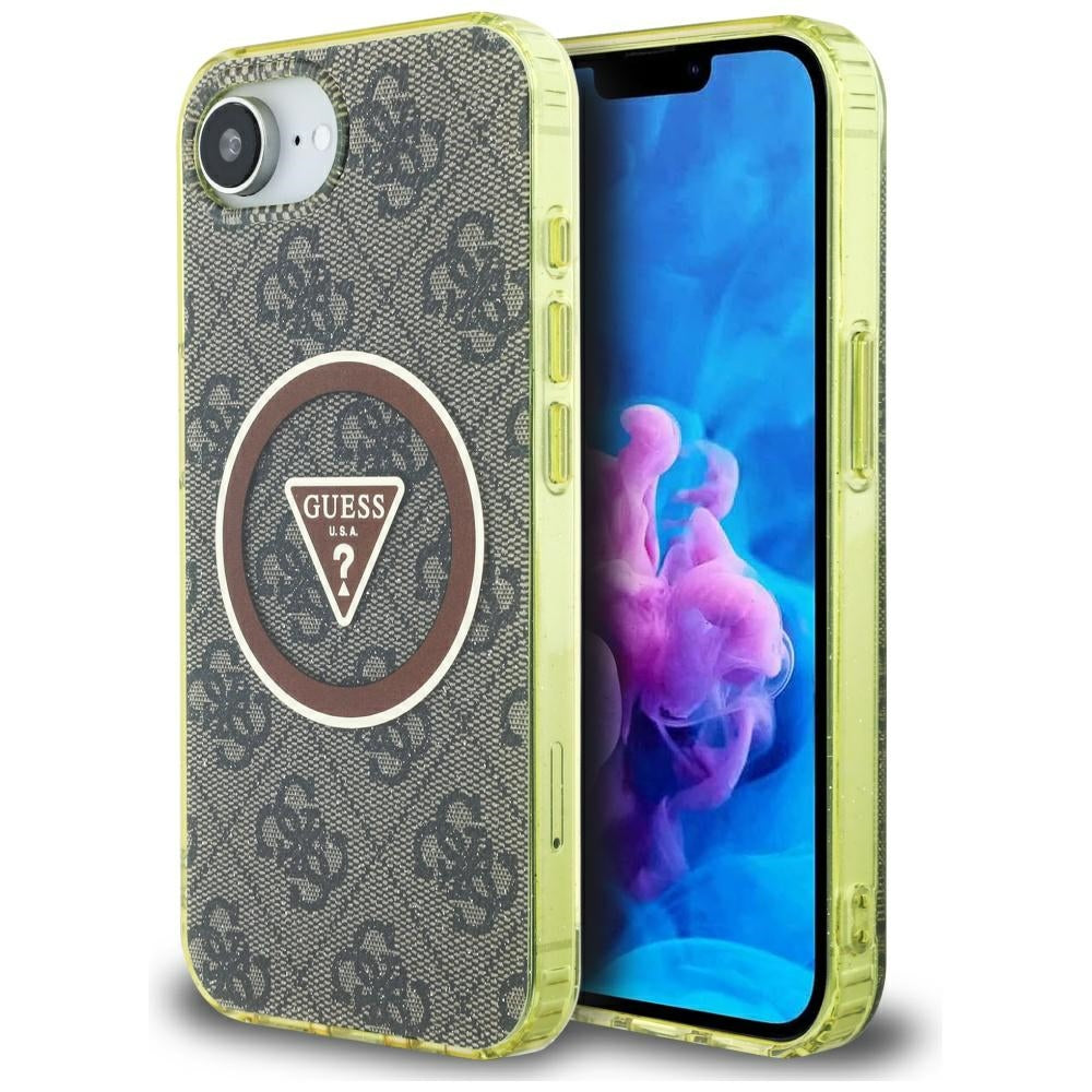 MagSafe-deksel for Apple iPhone 17e / 16e, Guess, IML Glitter 4G Circle Triangle, Brun