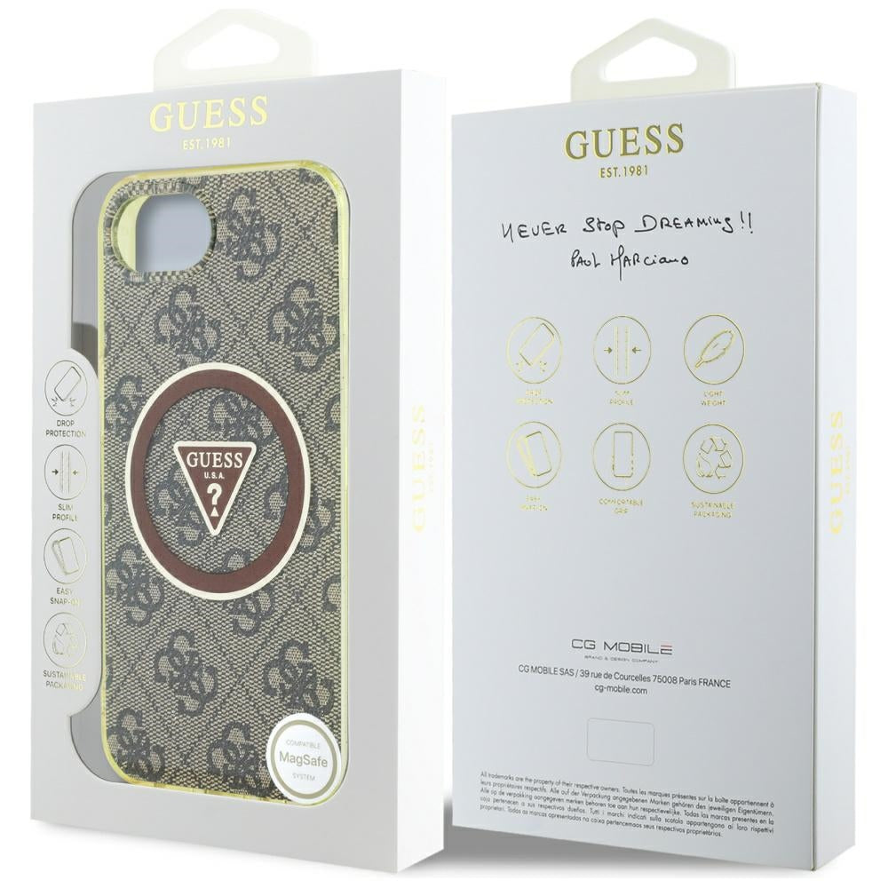 MagSafe-deksel for Apple iPhone 17e / 16e, Guess, IML Glitter 4G Circle Triangle, Brun