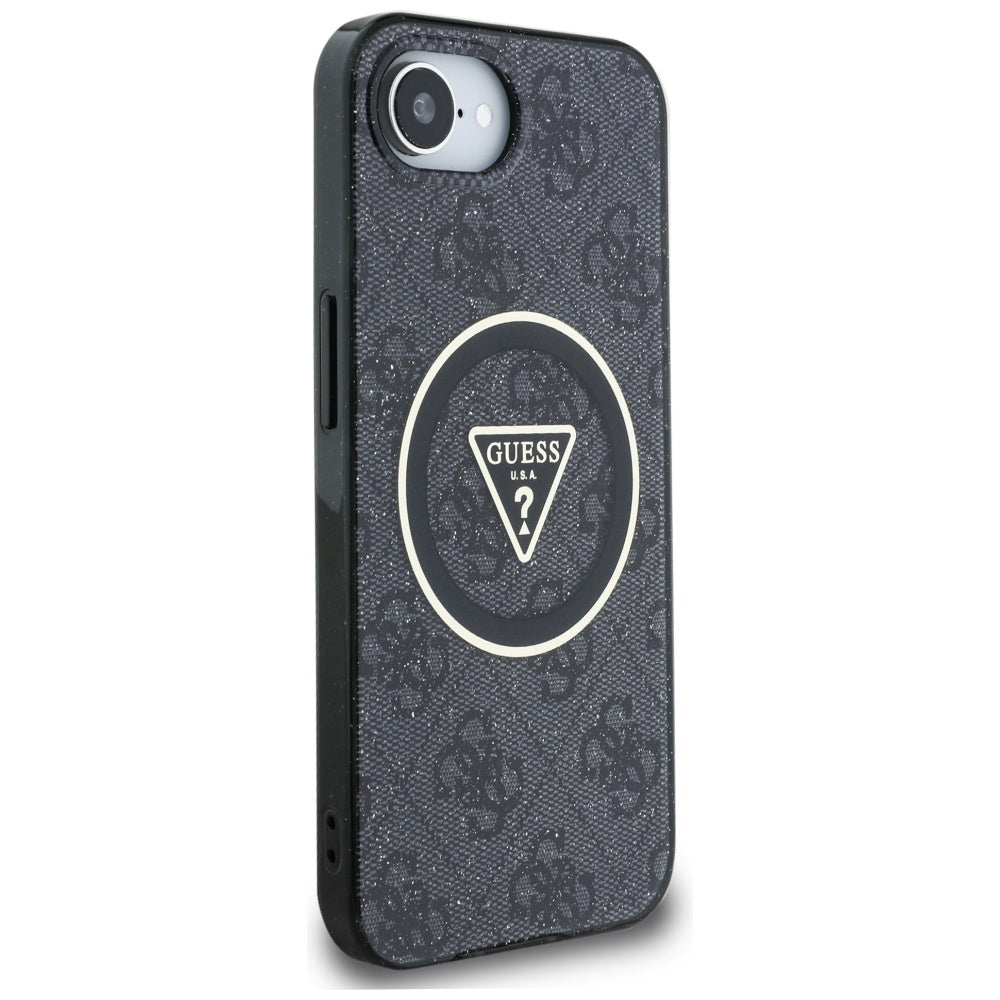 MagSafe-deksel for Apple iPhone 17e / 16e, Guess, IML Glitter 4G Circle Triangle, Svart