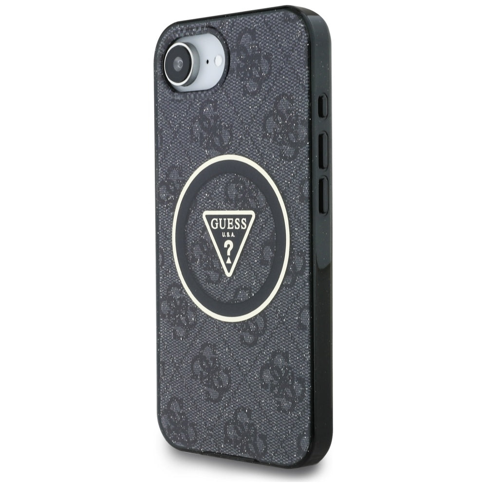 MagSafe-deksel for Apple iPhone 17e / 16e, Guess, IML Glitter 4G Circle Triangle, Svart