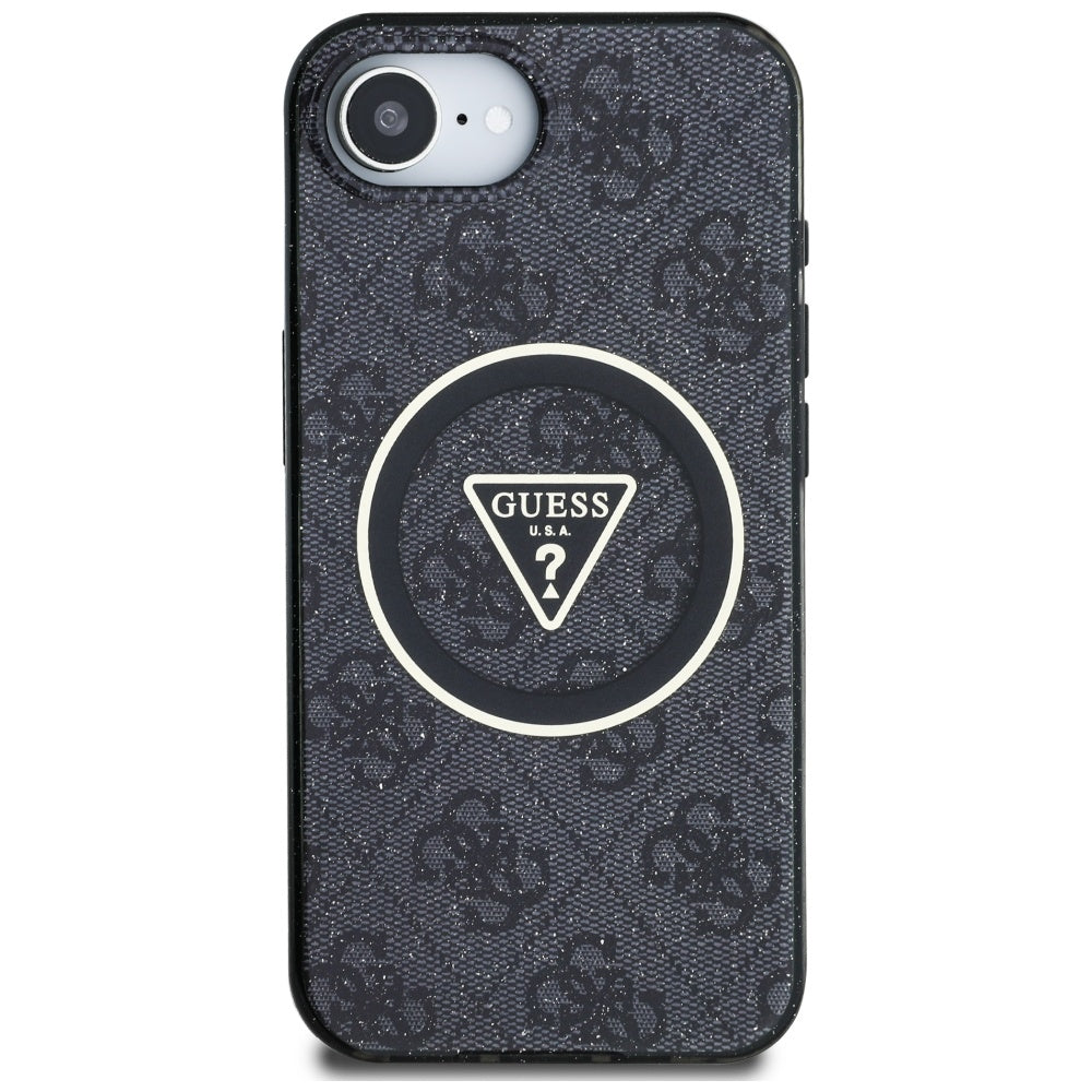 MagSafe-deksel for Apple iPhone 17e / 16e, Guess, IML Glitter 4G Circle Triangle, Svart