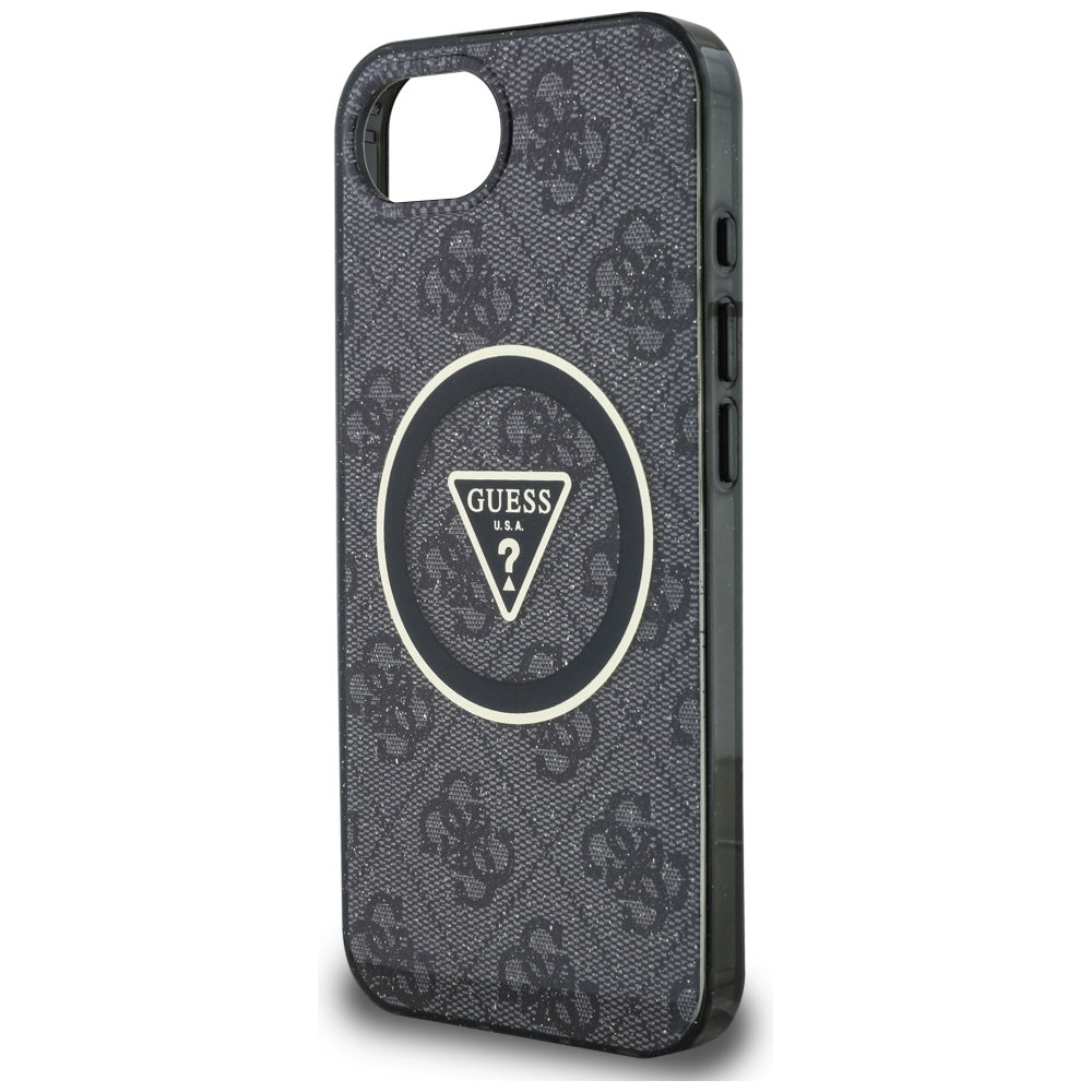 MagSafe-deksel for Apple iPhone 17e / 16e, Guess, IML Glitter 4G Circle Triangle, Svart
