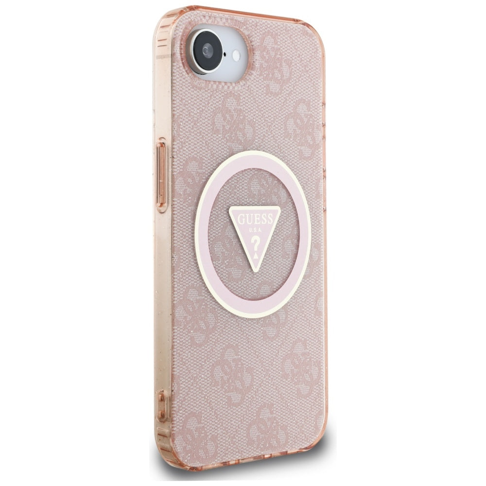 MagSafe-deksel for Apple iPhone 17e / 16e, Guess, IML Glitter 4G Circle Triangle, Rosa