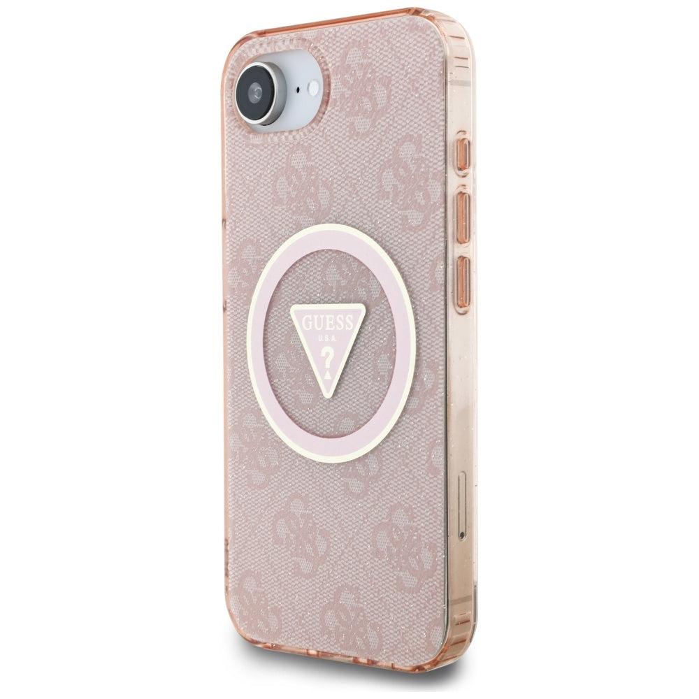 MagSafe-deksel for Apple iPhone 17e / 16e, Guess, IML Glitter 4G Circle Triangle, Rosa