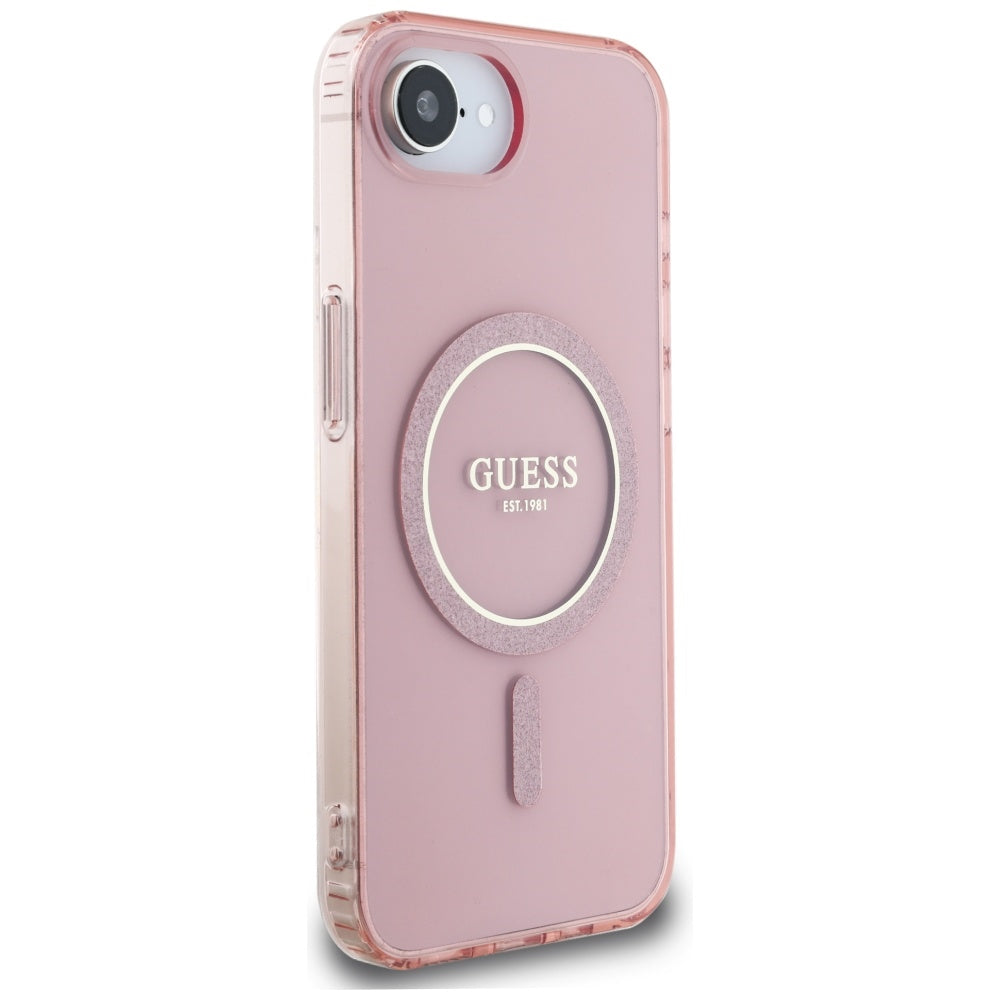 MagSafe-deksel for Apple iPhone 17e / 16e, Guess, IML Glitter Circle, Rosa