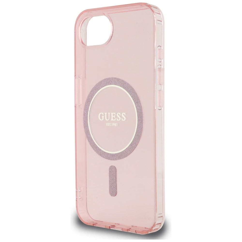 MagSafe-deksel for Apple iPhone 17e / 16e, Guess, IML Glitter Circle, Rosa