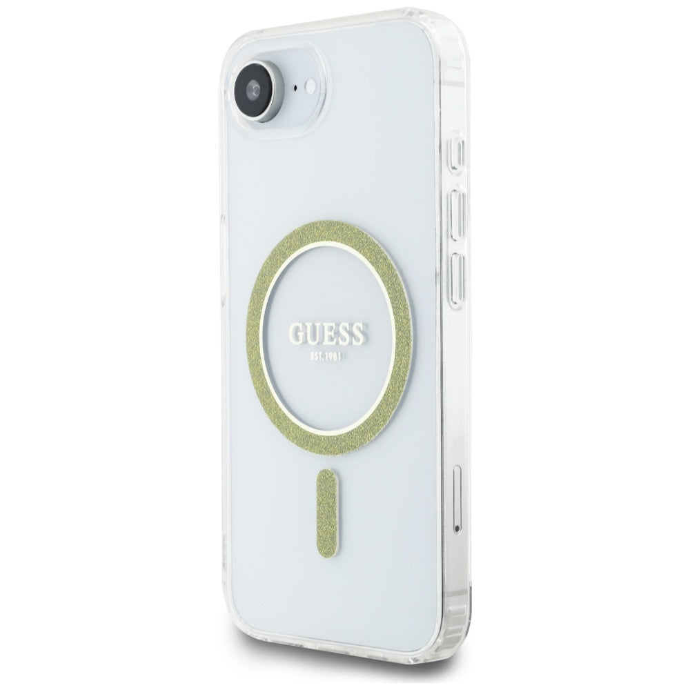 MagSafe-deksel for Apple iPhone 17e / 16e, Guess, IML Glitter Circle, Gjennomsiktig