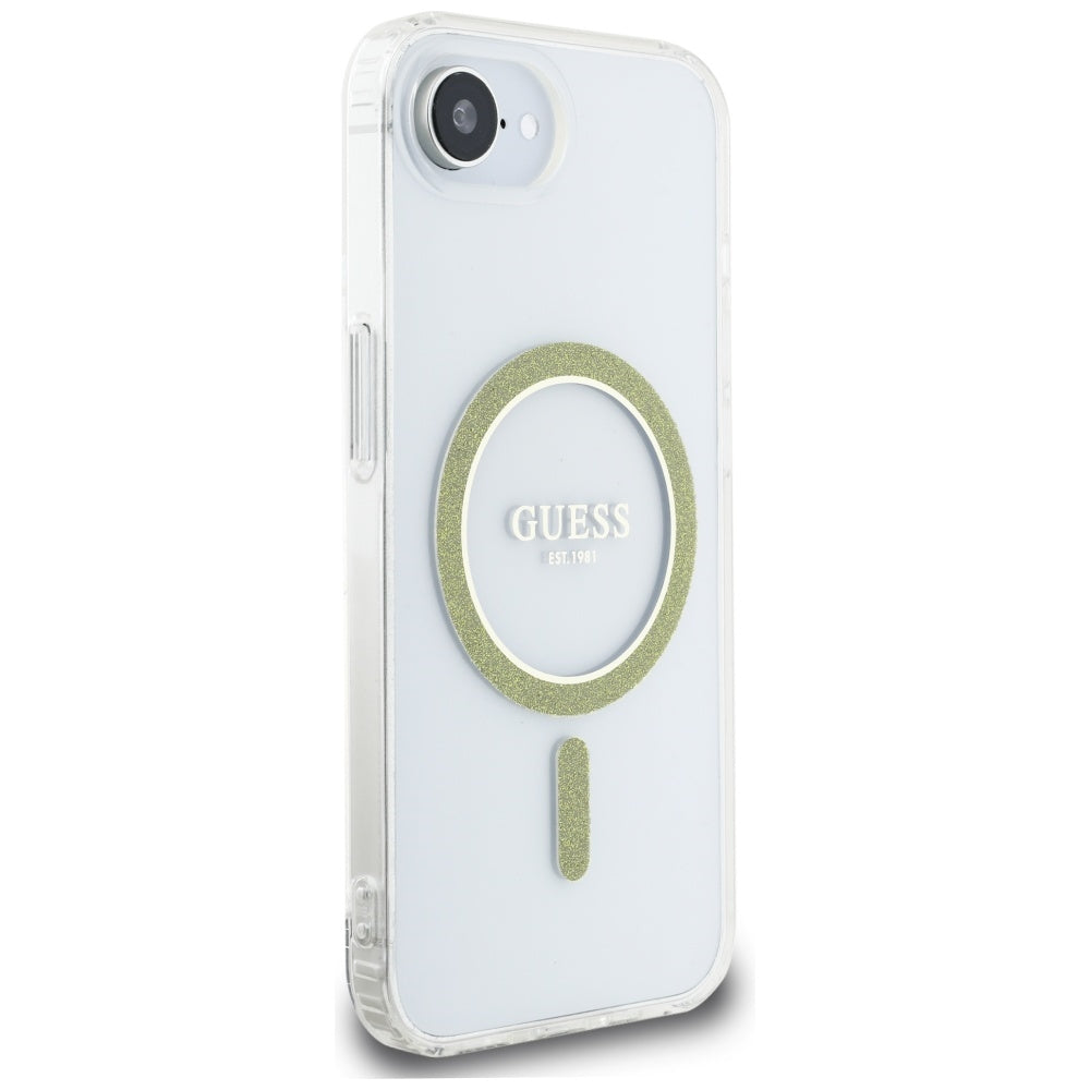 MagSafe-deksel for Apple iPhone 17e / 16e, Guess, IML Glitter Circle, Gjennomsiktig