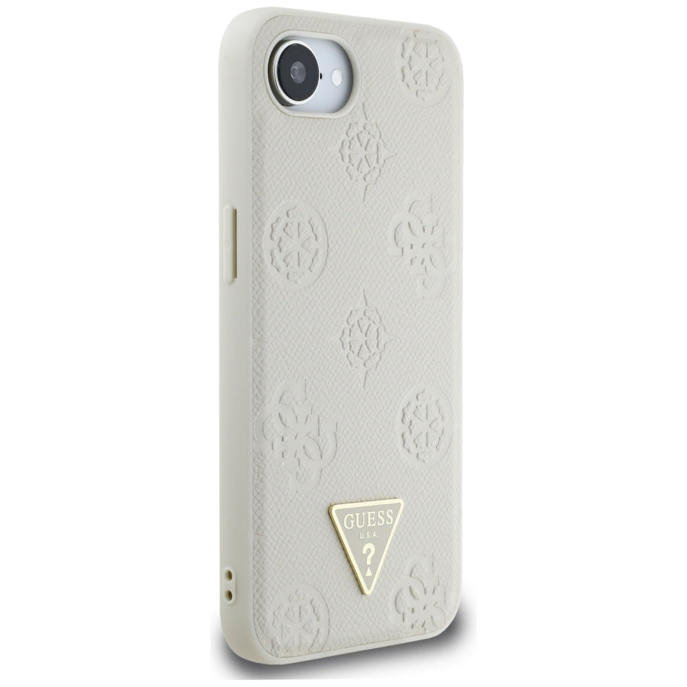 MagSafe-deksel for Apple iPhone 17e / 16e, Guess, Peony Grained Hot Stamp Triangle, Beige