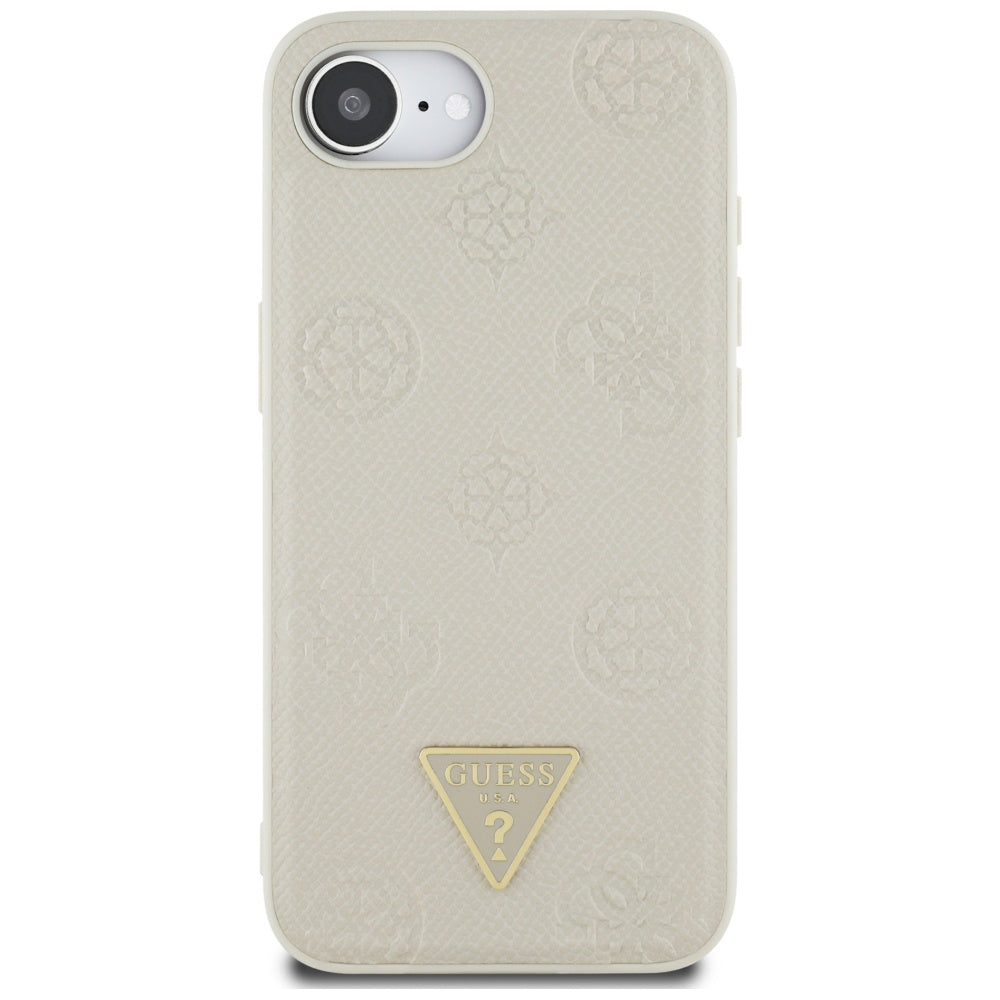 MagSafe-deksel for Apple iPhone 17e / 16e, Guess, Peony Grained Hot Stamp Triangle, Beige
