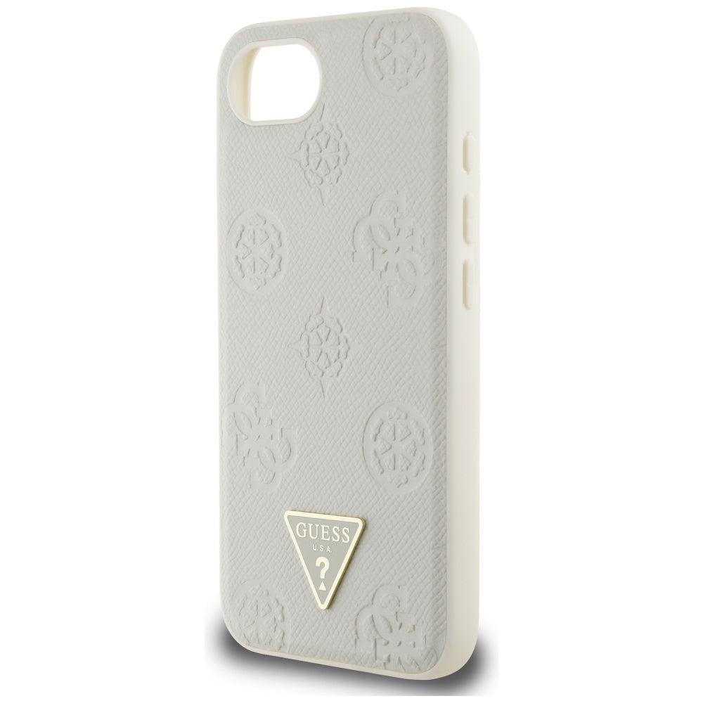 MagSafe-deksel for Apple iPhone 17e / 16e, Guess, Peony Grained Hot Stamp Triangle, Beige